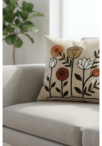 Punch Nakış Kırlent Kılıfı 2 Li 40 Cm X 40 Cm Açık Gümüş Grisi