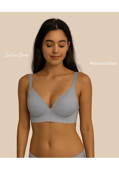 Softease V Yaka Balensiz Dikişsiz Lazer Kesim Rahat Soft Kumaştan Mavi