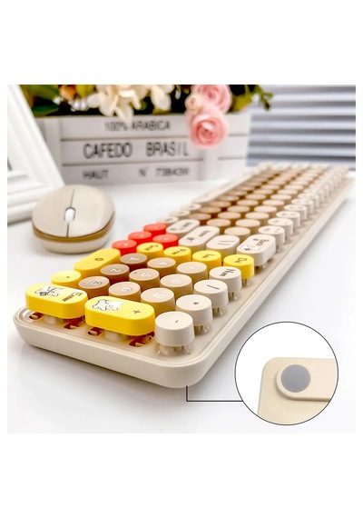 Mofıı Baby Bear Kablosuz Klavye Mouse Seti 2.4g Sevimli Ayıcık Tasarımlı 85 Tuş Kompakt Set Optik