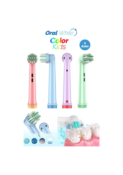 Color Kids Çocuklara Özel Hassas Oral-B Uyumlu Yedek Başlık 4 Adet