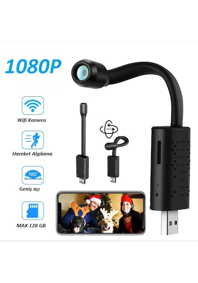 V380 Mini Wifi Usb Güvenlik Kamerası Esnek Tasarım