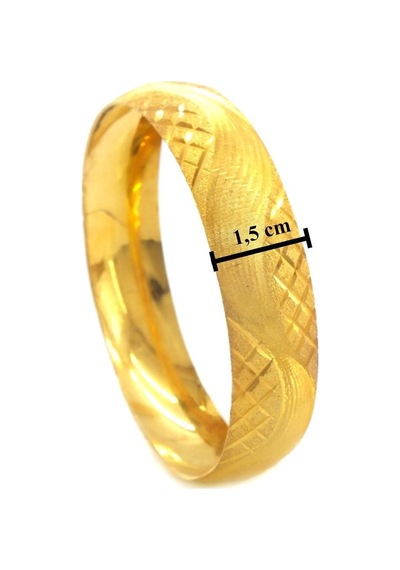Altın Kaplama Dalgalı Ve Baklava Desen 1.5 Cm Bilezik Blz-3068 Altın