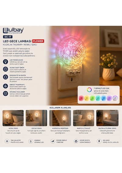 Ulbay Led Gece Lambası Kozalak Tasarım İle Şık Aydınlatma- 10'li Paket Diğer