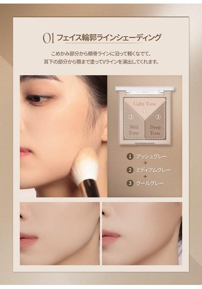 Doğal Gölgelendirme Sunan 3'lü Kontür Paleti V Cut Blending Shading 01 Warm Blending Belirtilmemiş