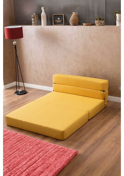 Good Night 150cm Oskar Katlanır Yatak & Koltuk Yıkanabilir Sırt Destekli Sarı