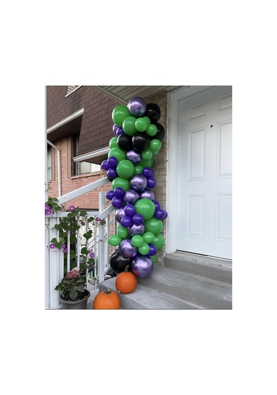 Krom Mor Koyu Yeşil Siyah Mor Balon Zinciri 100 Adet Beyaz