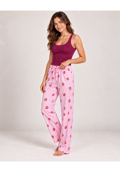Fit Women Kadın Çizgili Bluz Desenli Askılı Bordo Pijama Takımı