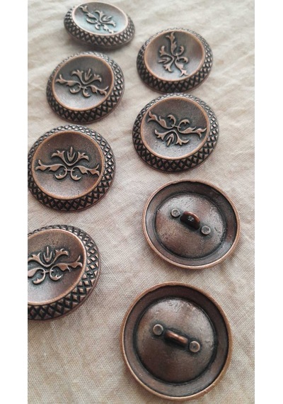 Antık Bakır Metal Düğme 28 Mm 8 Adet