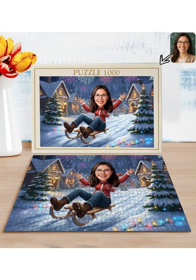 Bk Gift Kişiye Özel Kadın Yılbaşı Karikatür Tasarımlı 1000 Parça Profesyonel Puzzle-7, 1000 Puzzle, Yeni Yıl Hediyesi, Yılbaşı Hediyesi Kobitmeyencom3