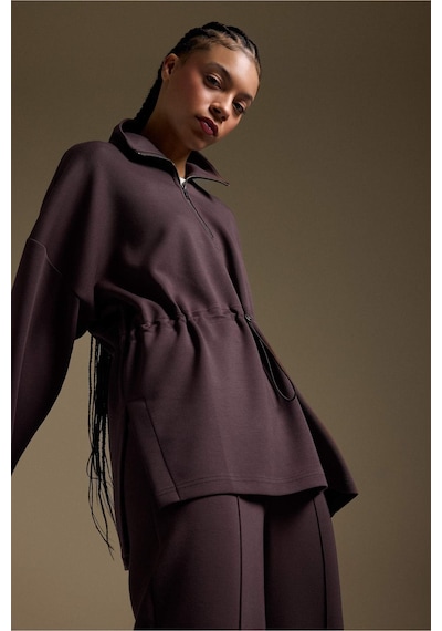Defacto Long Fıt Dik Yaka Modal Sporcu Sweatshirt F9065ax26spbn192 Kahve-bn192