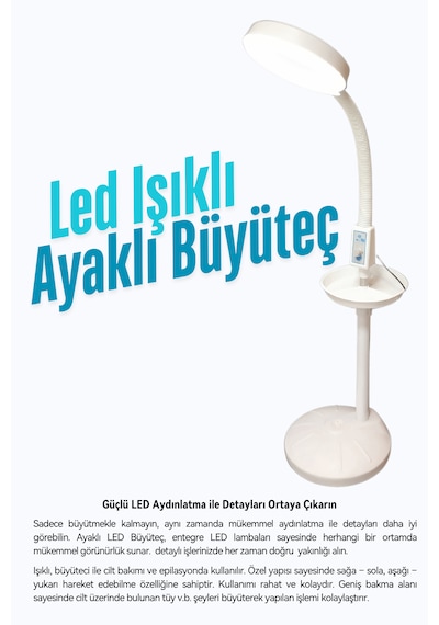 Beauty Vogue Plastik Ayaklı Loop Işıklı Büyüteç Lamba DF-ML03 120 LED 5x Büyütme