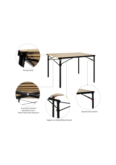 Kingcamp Slate Xl Alüminyum Katlanır Kamp Masası Wood Siyah