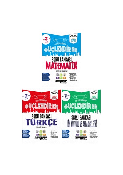 Ankara 2027 7. Sınıf Matematik + Türkçe + Din Kültürü Güçlendiren Soru Bankası Seti 3 Kitap Maarif Model