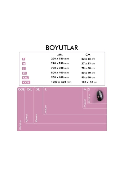 MP05 - 100x50 3xlarge Pembe Gaming Mousepad Ev Ofis Oyun
