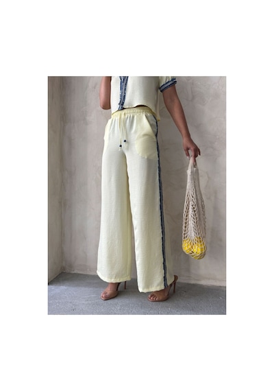 Verymoda Kot Şeritli Pantolon F1890 Sarı