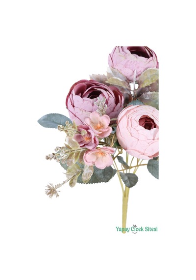 Yapay Çiçek Sitesi Yapay Şakayık Görünümlü Premium Ranunkulus Demeti 35 Cm Pudra Pembe