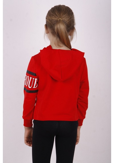 Toontoy Kız Çocuk Be Proud Baskılı Sweatshirt Kırmızı