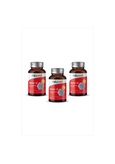 3'lü Natuwell Demir-c Demir Bisglisinat + C Vitamini 60 Kaps 3