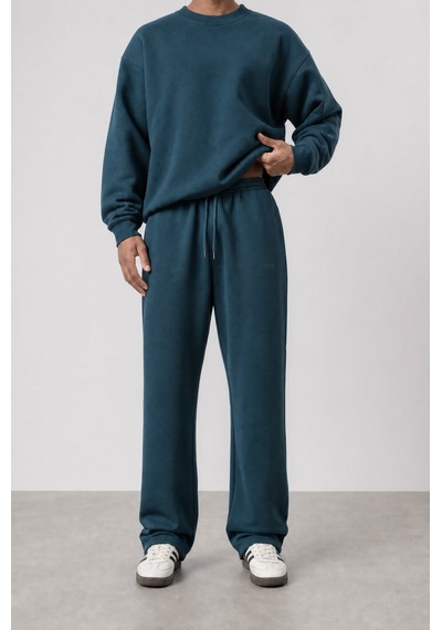 Erkek Respire Basic Baggy Eşofman Altı Zümrüt
