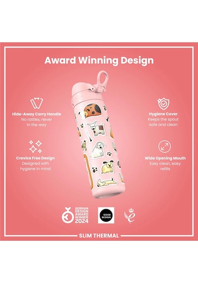 Ion8 - İnce Su Termosu - Köpekler - 500 Ml - Sızdırmaz Çok Renkli