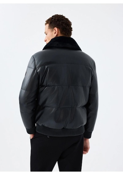 Regular Fit Erkek Mont Pu Siyah