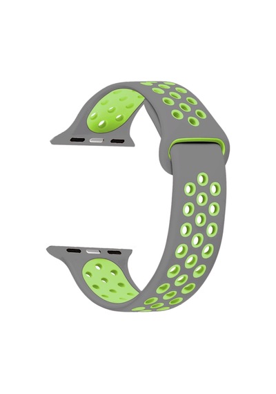 Microsonic Apple Uyumlu  Watch Se 44Mm Sport Band Kordon Gri Yeşil