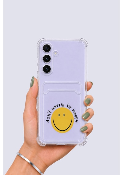 Samsung Uyumlu Galaxy S25 Fe Kartlıklı Gülücük Desenli Kılıf Şeffaf