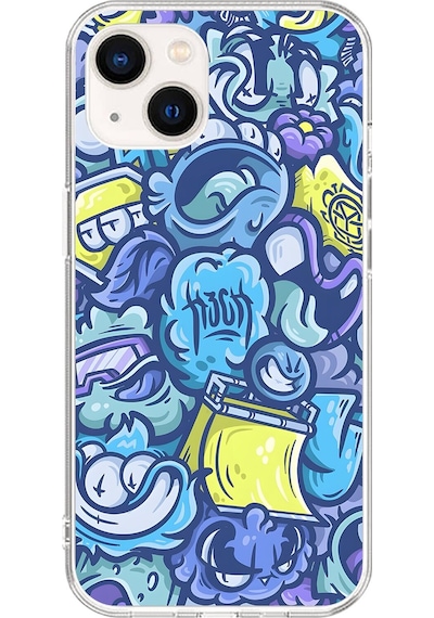 Apple Uyumlu iPhone 13 Şeffaf Kılıf Graffiti 9 Tasarımlı