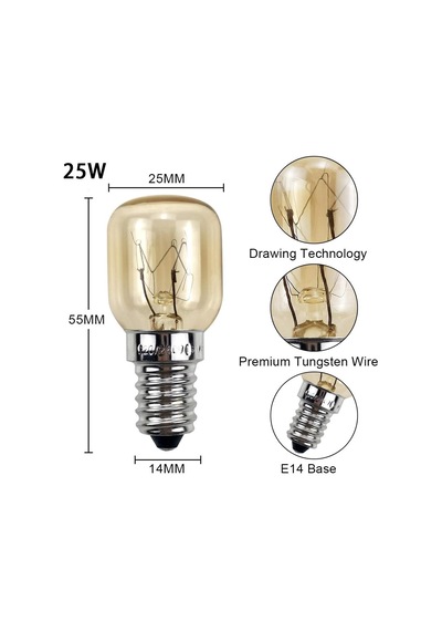 Yanuoda Fırın Ampulü 25w 300 C Küçük Edison Vidalı E14 Nikel Tuz Lambası Ampul Pigme Lamba 5