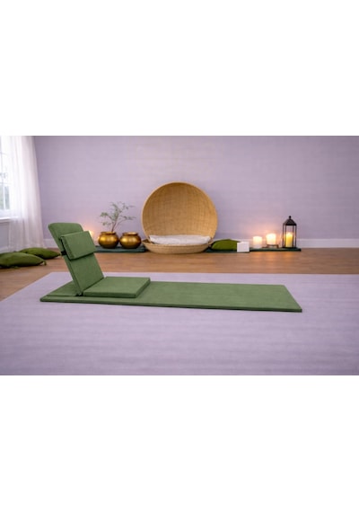 Backjack Meditasyon Sandalyesi Destekli Yer Minderi + 60x180 Kumaş Mat - Backjack 3xl Mat+backjack İkili Set Yeşil