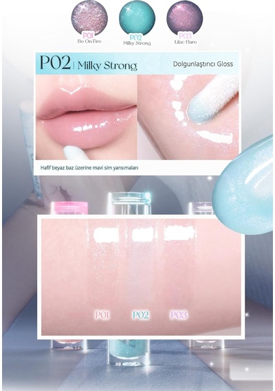 Mavi Simli Dudak Dolgunlaştırıcı Gloss Ink Glasting Lip Gloss P02 Milky Strong Diğer