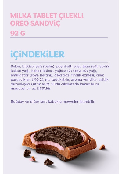 Milka Oreo Sandwich Çilekli Tablet Çikolata 6 x 92 G