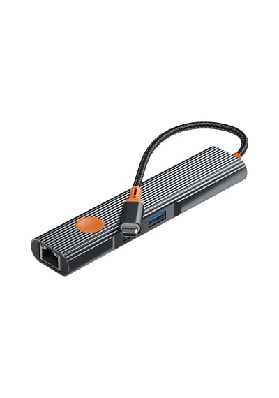 Wiwu Wi-hb005 Travel Serisi 5in1 Hdmı 4k 60hz Rj45 + 100w Pd Type-c Hub Bağlantı İstasyonu Gri