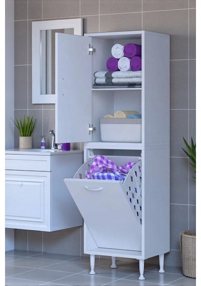 Eliusta Miretta Üst Bölme Kapaklı Altı Kirli Sepetli Dolap 50 Cm Genişlik Beyaz 50x138x32,5 Cm Dolap Beyaz Eliusta Miretta Üst Bölme Kapaklı Altı Kirli Sepetli Dolap 50 Cm Genişlik Beyaz 50x138x32,5 Cm Dolap Beyaz