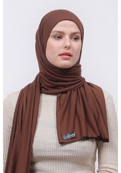 Altobeh Tesettür Kadın Düz Renk Penye Şal Hijab - Çikolata