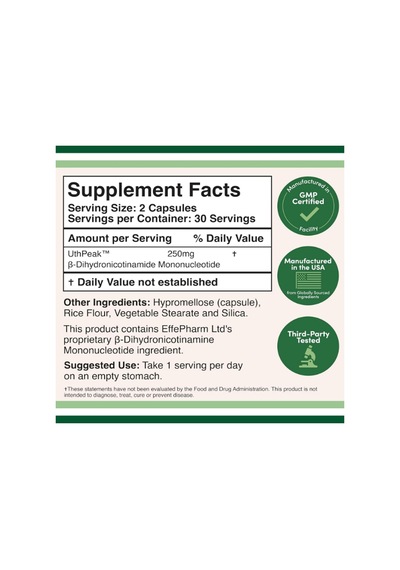 Double Wood Nmnh Nmn Supplement Alternative 250mg 60 Capsu...