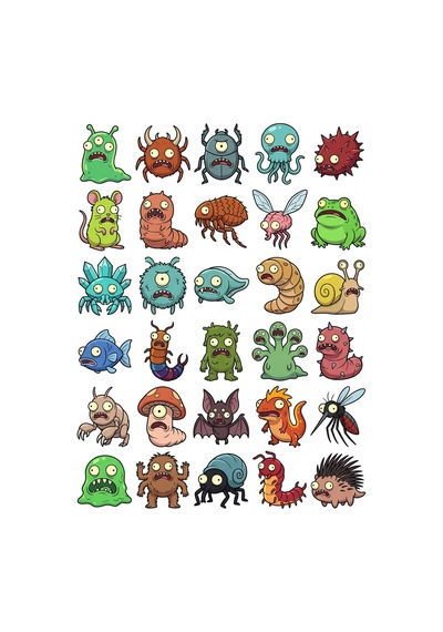 30 Adet Bilim Kurgu Uzaylı Yaratık Sticker Seti - Laptop Kılıf Matara Çok Renkli