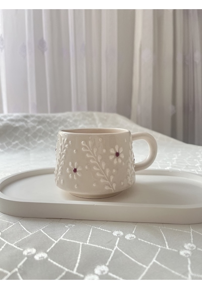 Papatya Kupa Bardak Çay Kahve Fincanı Ekru