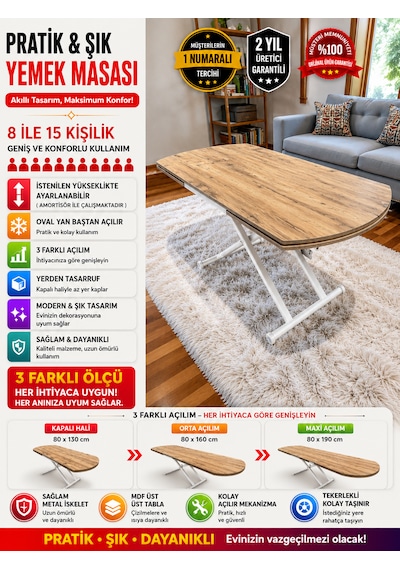 Oval Yan Baştan Açılır Akıllı Masa Üst Tabla Mdf Yüksekliği Ayarlanabilir Pratik Atlantik - Çam Oval Yan Baştan Açılır Akıllı Masa Üst Tabla Mdf Yüksekliği Ayarlanabilir Pratik Atlantik - Çam