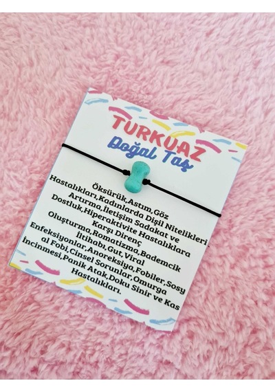 Gümüştel El Sanatları Sertifikalı Turkuaz Doğal Taş Bileklik Makrome Kilit Sistemi Çok Renkli