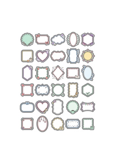 30 Adet Pastel Çerçeve Sticker Seti - Ajanda Defter Scrapbook Çok Renkli