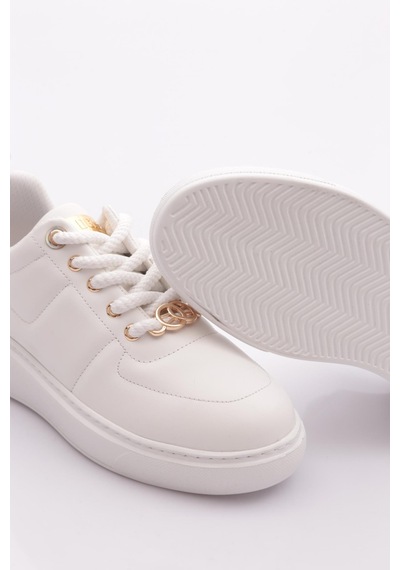 Dgn B1009 Kadin Aksesuarli Sneakers Ayakkabi Beyaz