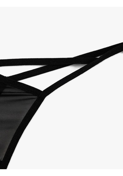 Koton Transparan Tül String Külot Siyah 5slk30028mk Siyah