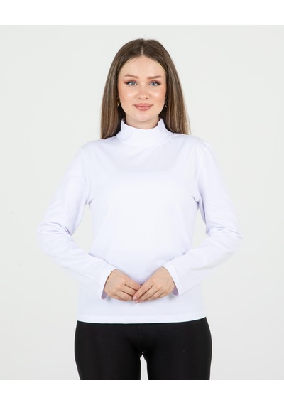 Sortie Collection Yarım Balıkçı Uzun Kol Likralı Basic Penye Bluz Ekru