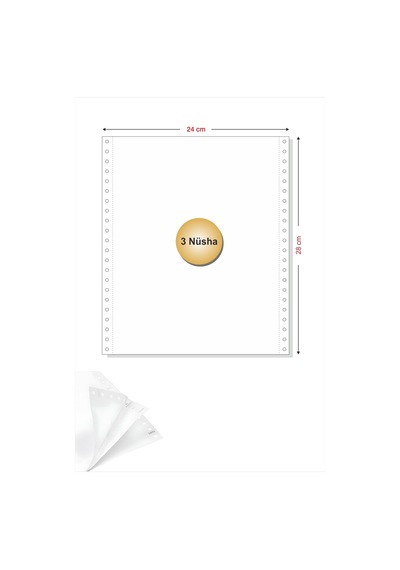 11x24 Kantar Fişi 3 Nüsha 500 Adet , Beyaz Otokopili Sürekli Form 11''x24 Cm