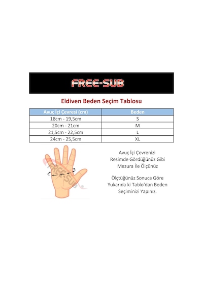 Free-Sub Diver Pro 3mm Aspendos Neopren Dalış Eldiveni Çok Renkli