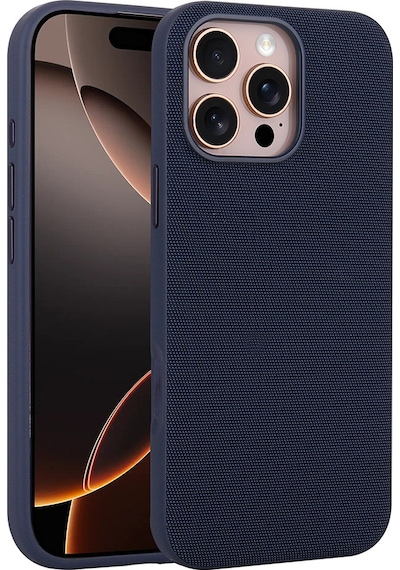 Teleplus İphone 16 Pro Max Kılıf M-safe Uyumlu Miami Kumaş Tasarım Kapak Lacivert