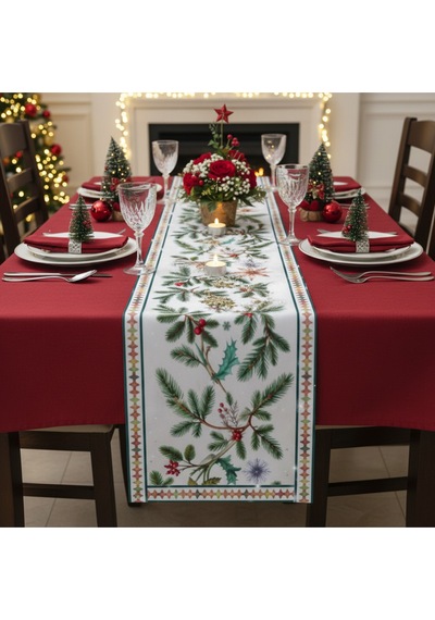Yılbaşı Temalı Dijital Baskılı Runner Örtüsü Christmas 40x140 Cm Yılbası8
