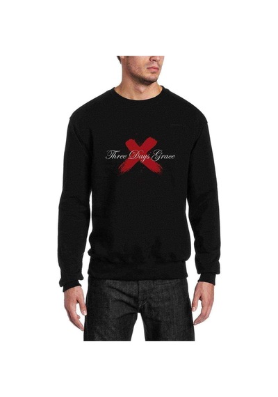 Three Days Grace 2 Baskılı Siyah Erkek Sweatshirt