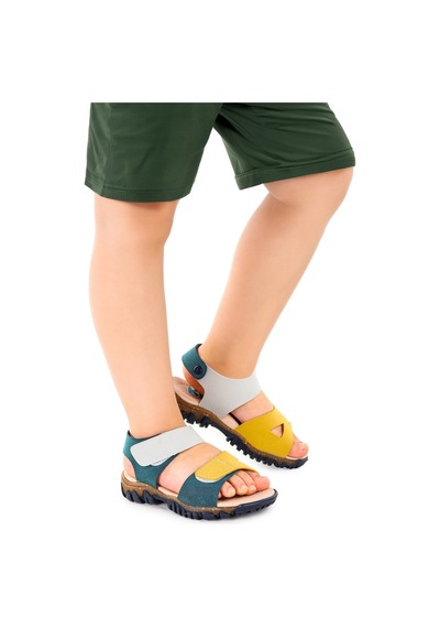 Kiko Kids Erkek Çocuk Sandalet Arz 2362 Petrol - Sarı